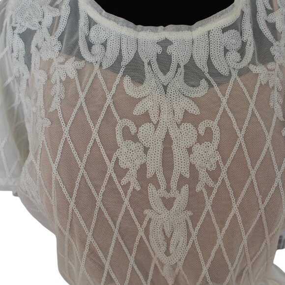 R&M Richards White Sequin Lattice Godet Gown 14W NWT's "Downton Abbey" - Picture 6 of 17